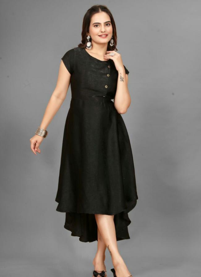 Velvet Black Party Wear Stylish Readymade Dress